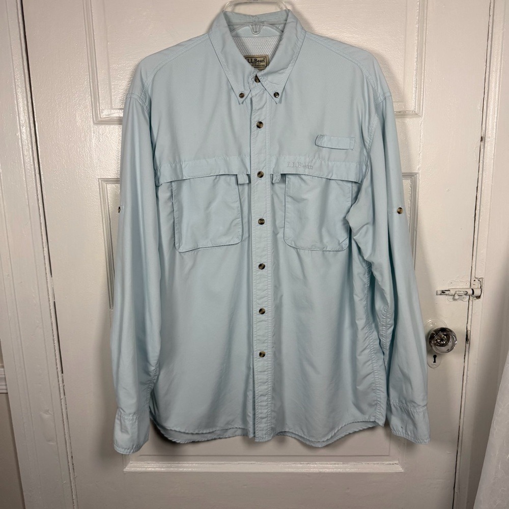 L.L. Bean Mens‎ Fishing Shirt Breathable Vented Long Sleeve Button Front Outdoor - Picture 17 of 17